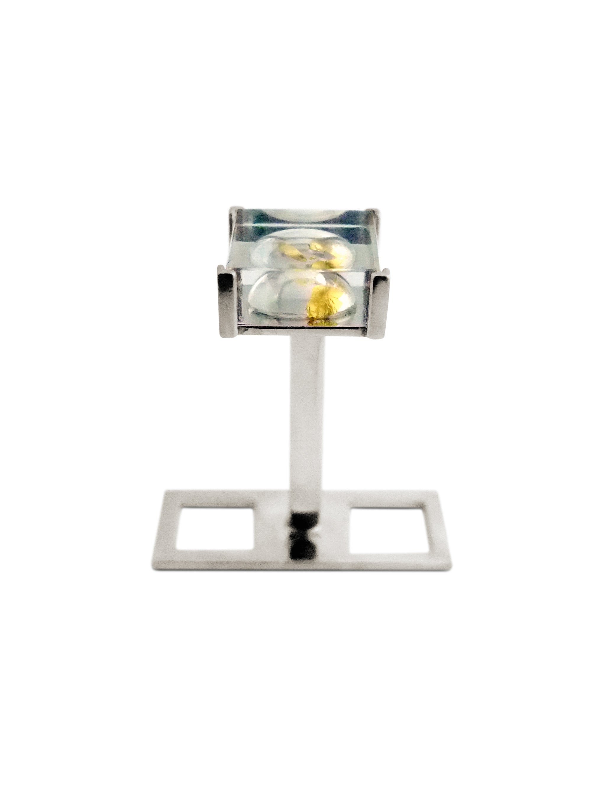 Boutons de manchette Cristal de Roche et feuille d'or