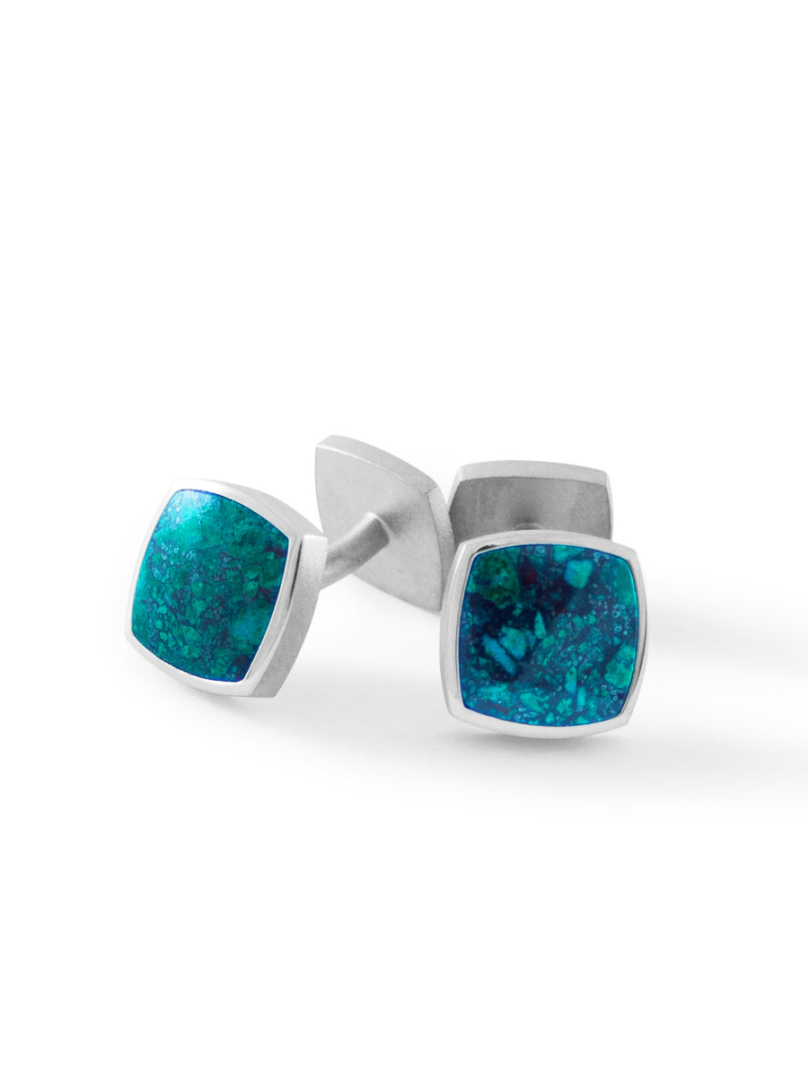 Silver and Chrysocolla Cufflinks