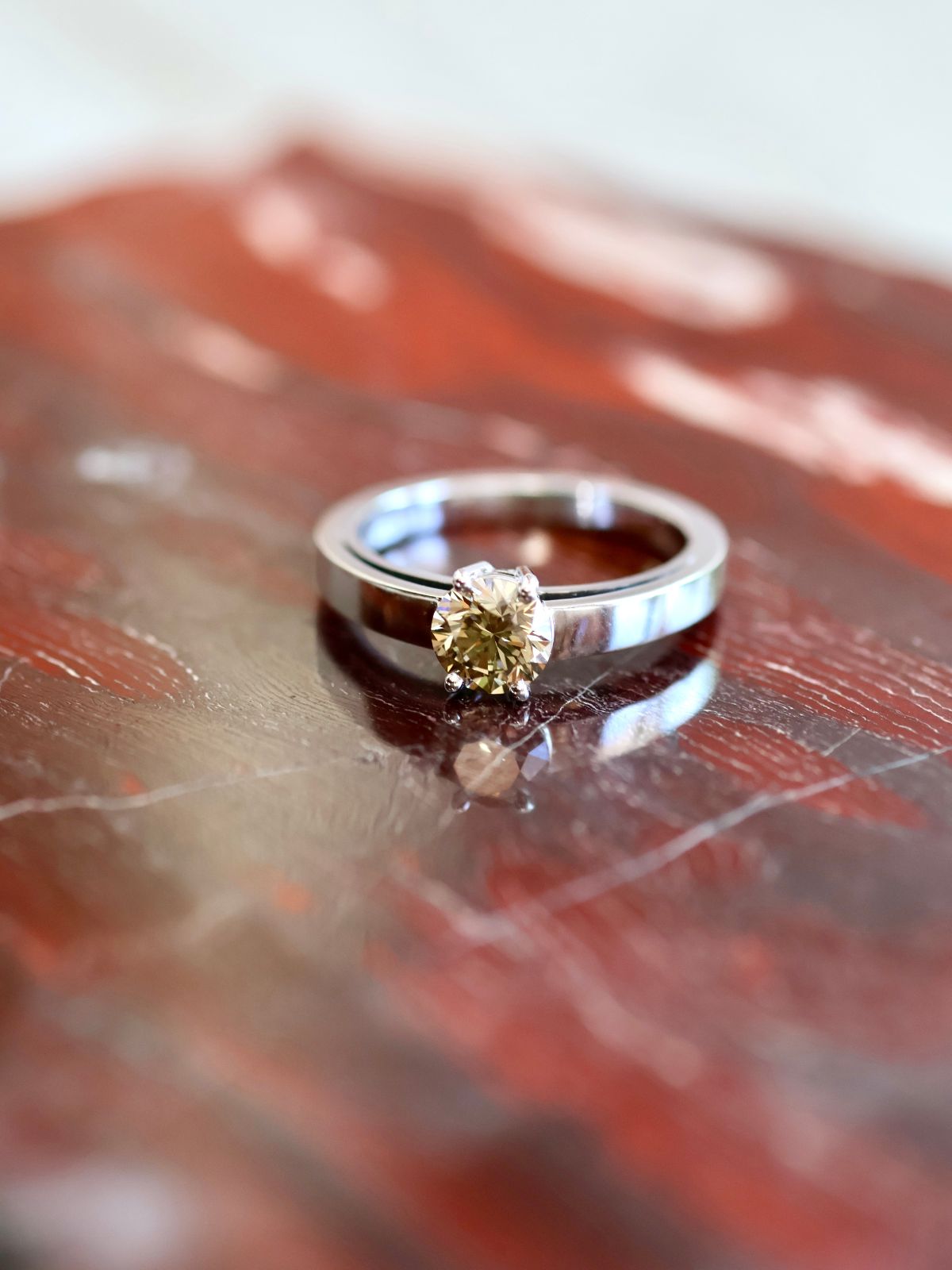 Solitaire diamant champagne