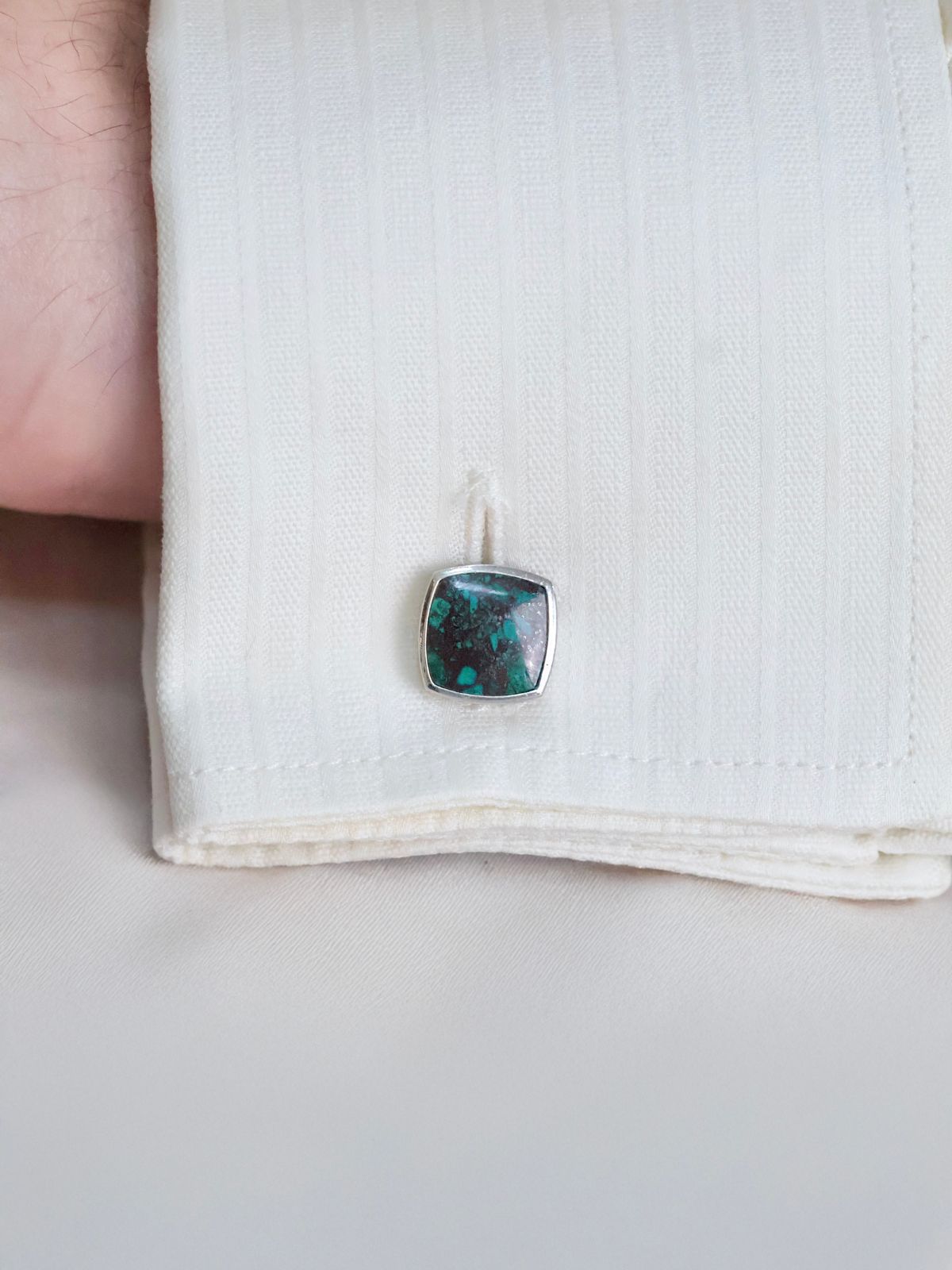 Boutons de manchette Argent et Chrysocolle