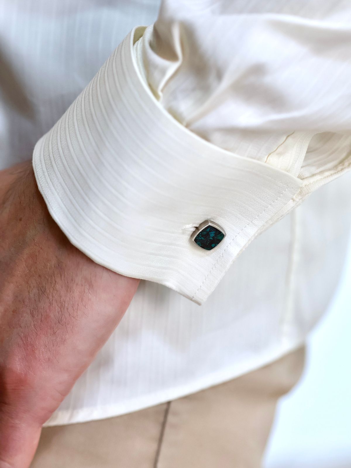 Boutons de manchette Argent et Chrysocolle