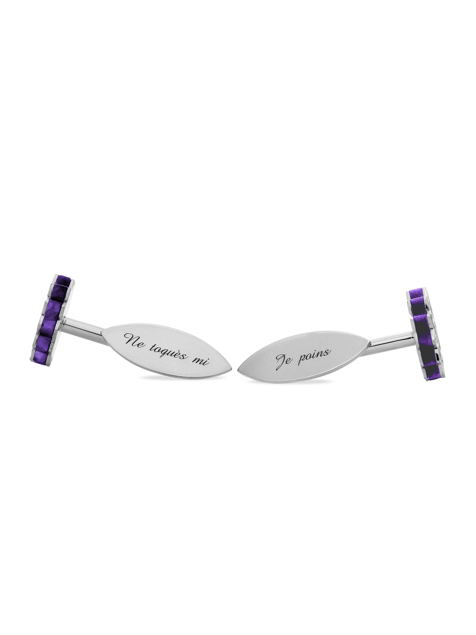 Boutons de manchette Or blanc et Charoïte