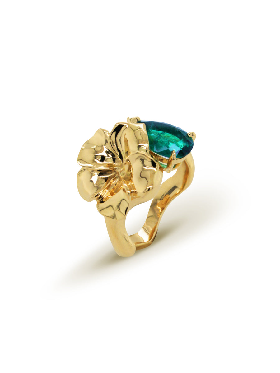 Emerald Flower Ring