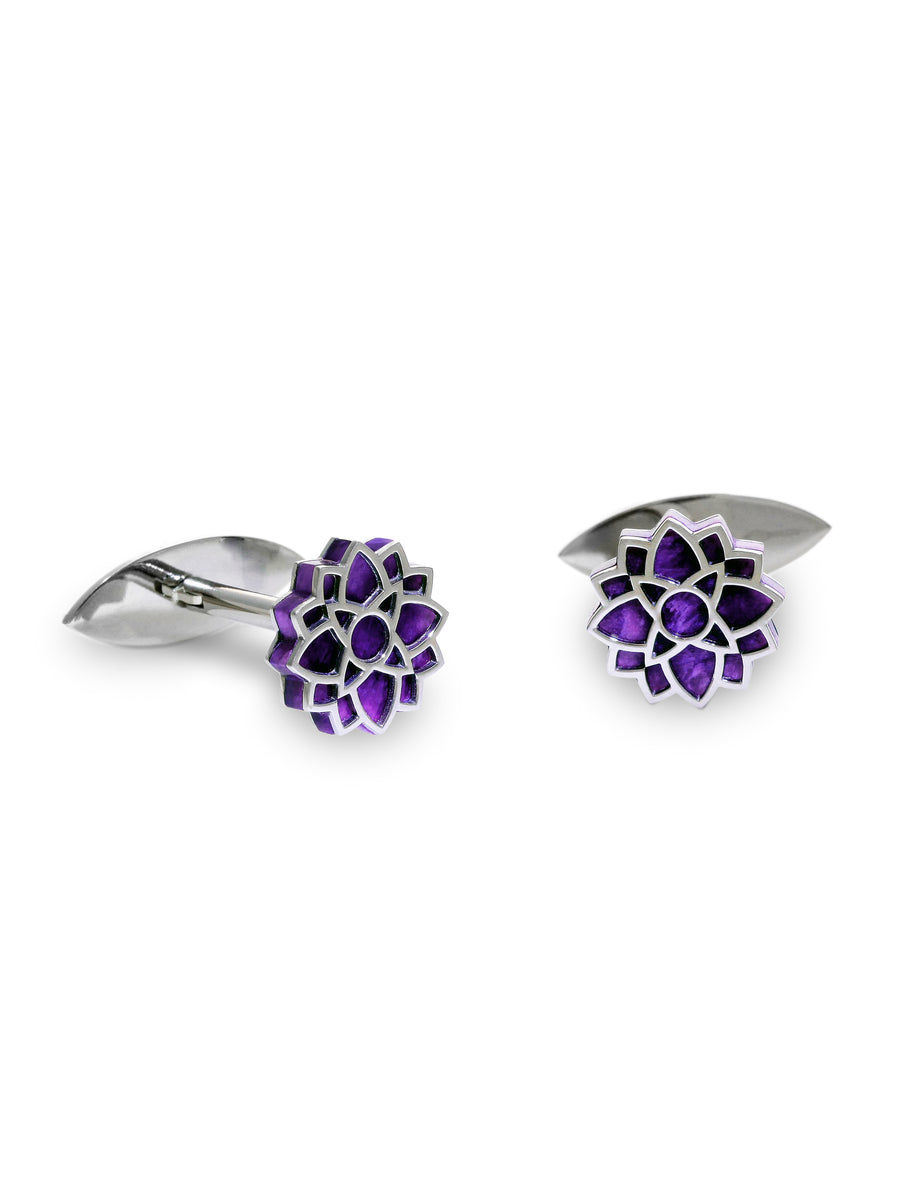 White Gold and Charoite Cufflinks
